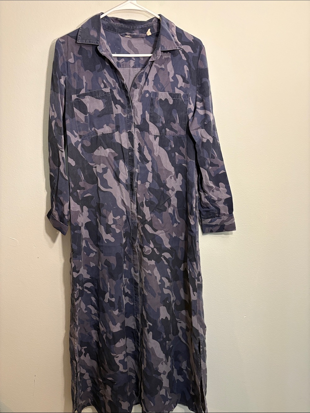 Soft surroundings Classic Navy Camo Shirt Dress button front